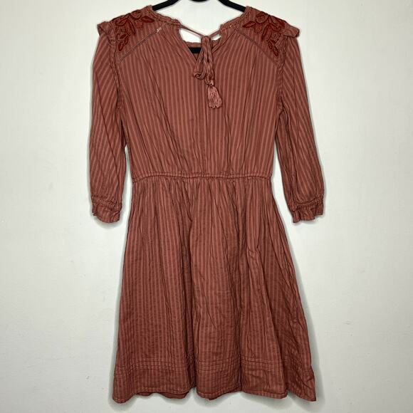 Bohme Mauve Embroidered Boho Prairie Midi Dress Size Medium - Picture 3 of 7